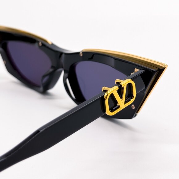 NEW VALENTINO V-GOLDCUT-I VLS-113A WOMEN BLACK SUNGLASSES VALENTINO - Picture 10 of 13